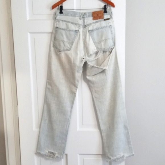 🍀VERY VTG Lucky Brand Jeans🍀 - White Distressed Button Fly Jean - Picture 3 of 16